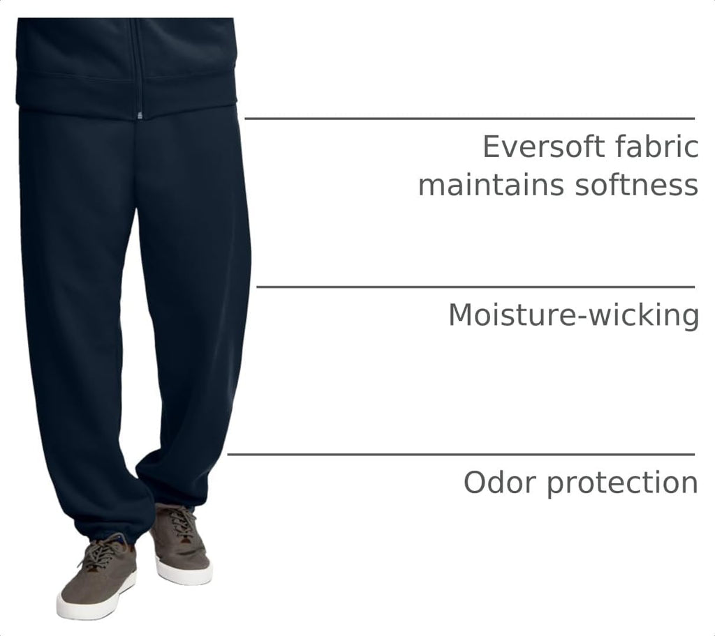 Fruit of the Loom Eversoft Fleece Elastic Bottom Sweatpants with Pockets, Relaxed Fit, Moisture Wicking, Breathable