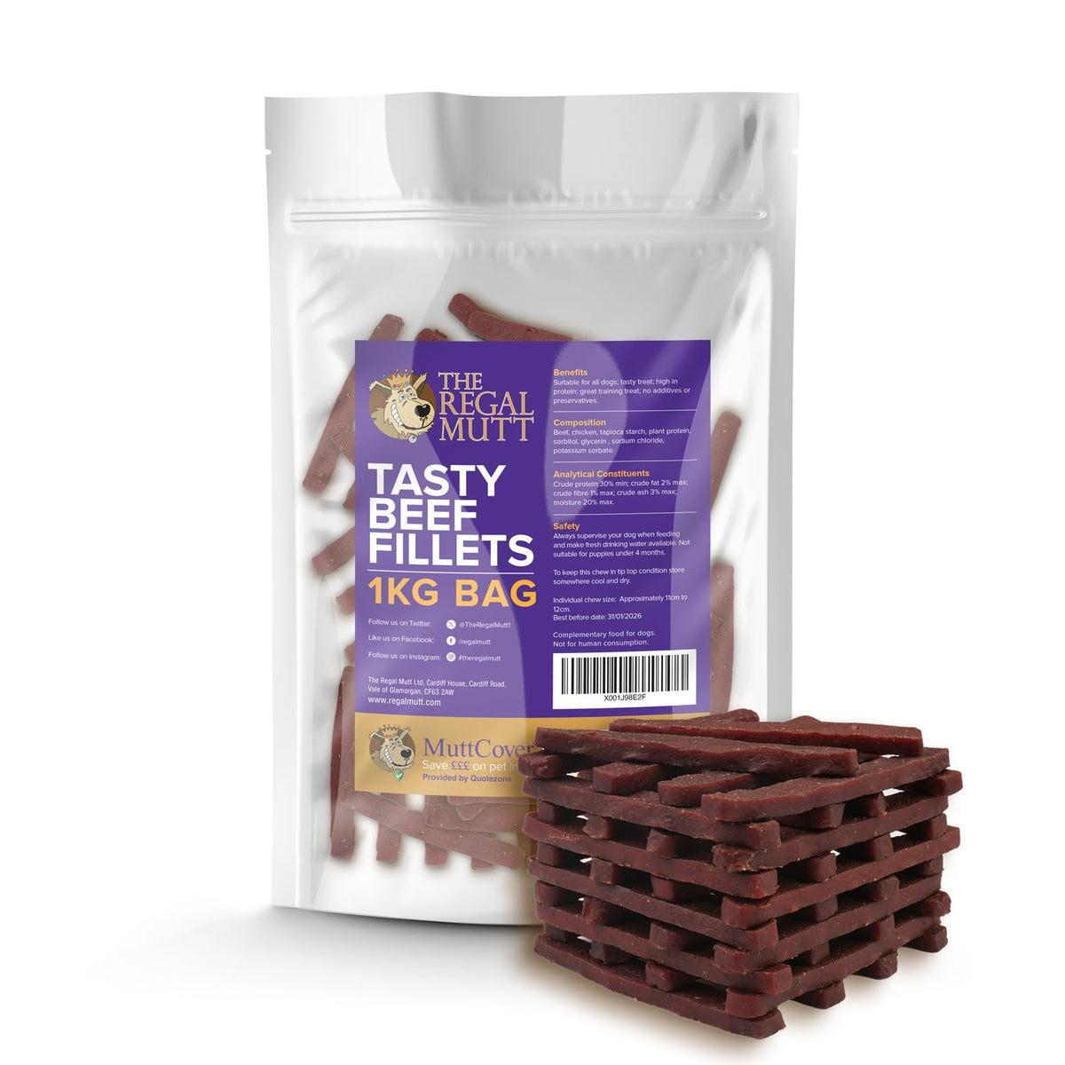 The Regal Mutt - Chewy Chicken Fillets - 1kg Bag
