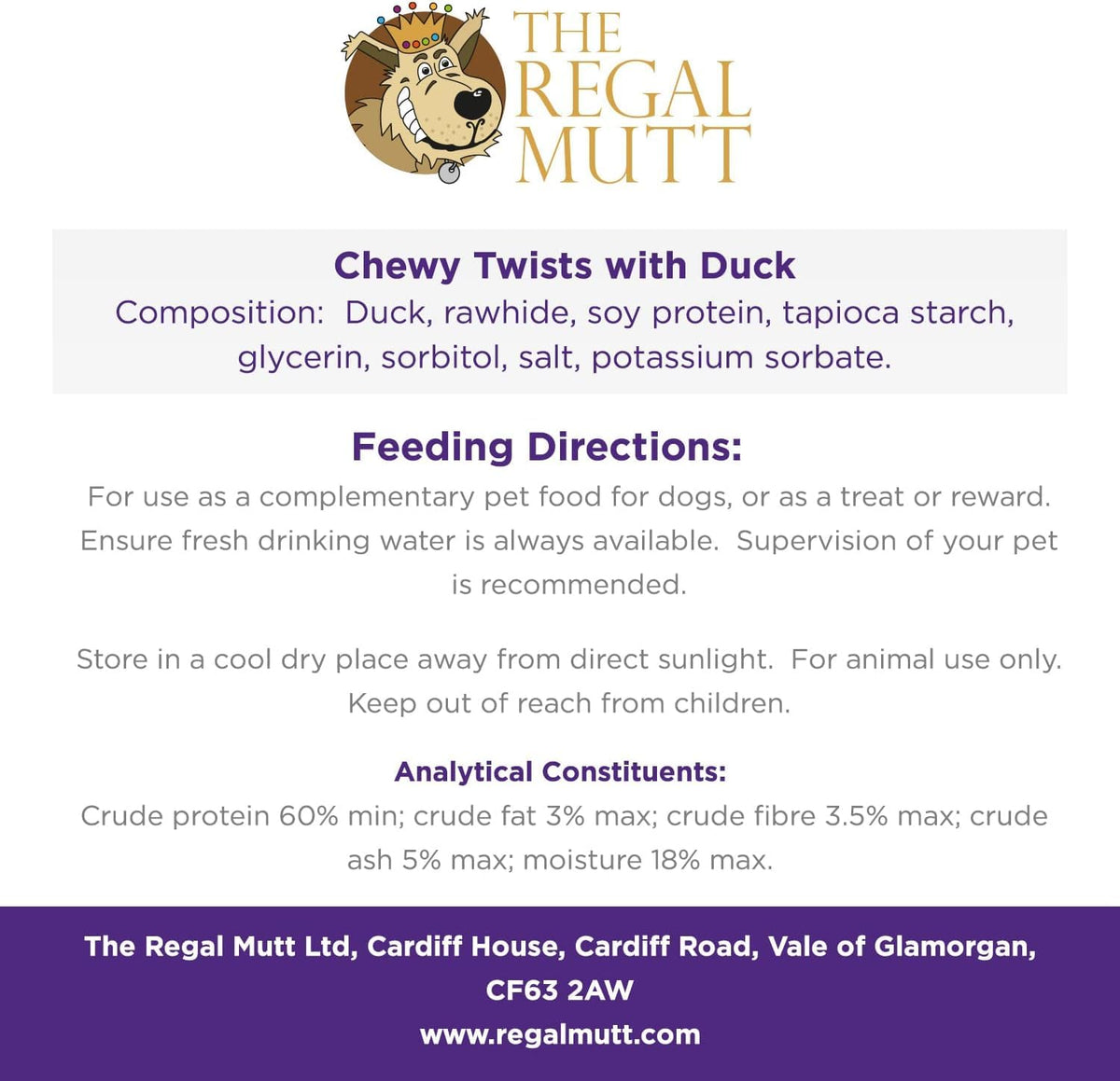 The Regal Mutt - Mega Chewy Twists with Duck - Bag of 18 (1.25kg Bag)