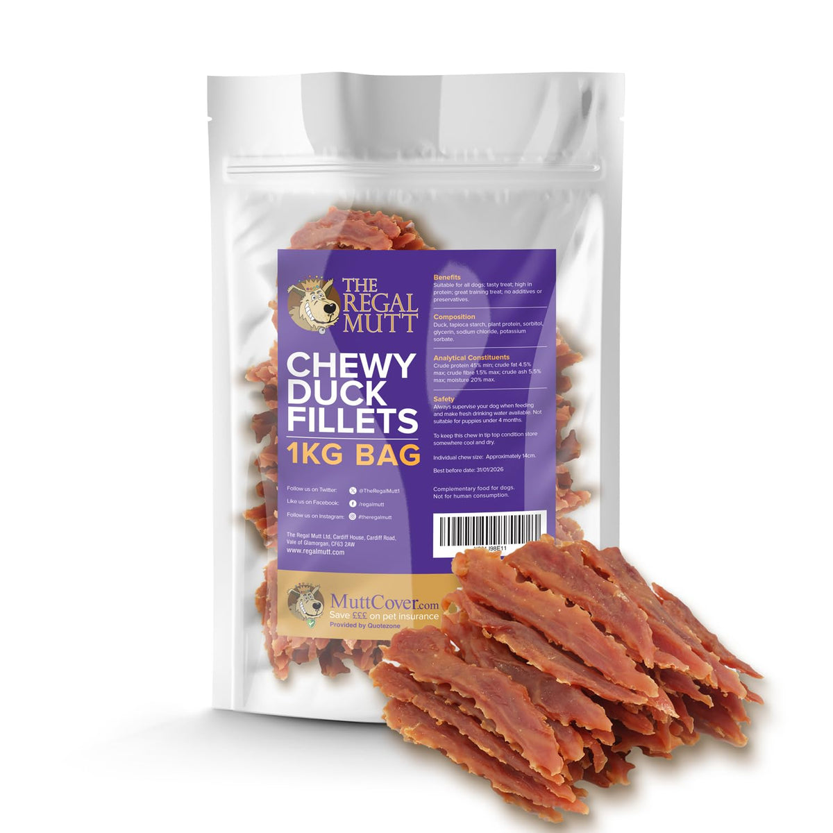 The Regal Mutt - Chewy Chicken Fillets - 1kg Bag