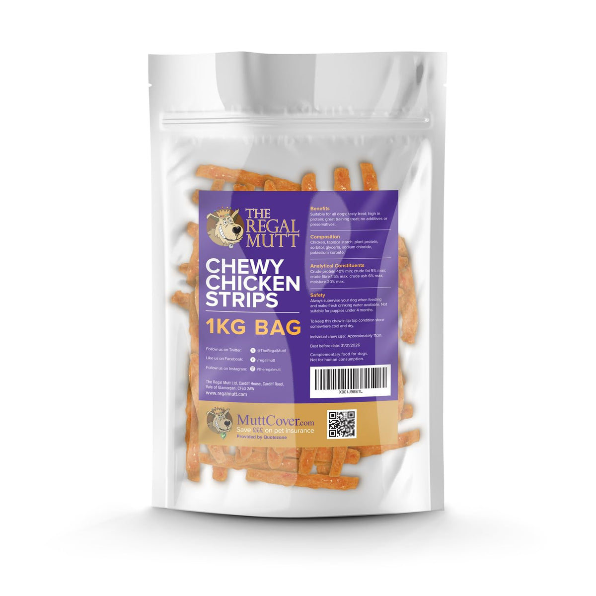 The Regal Mutt - Chewy Chicken Fillets - 1kg Bag