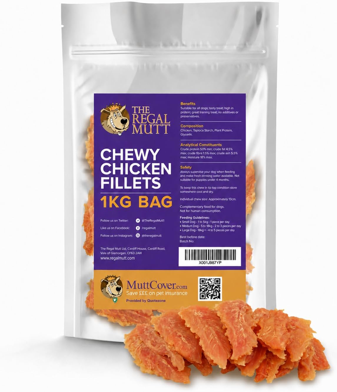 The Regal Mutt - Chewy Chicken Fillets - 1kg Bag