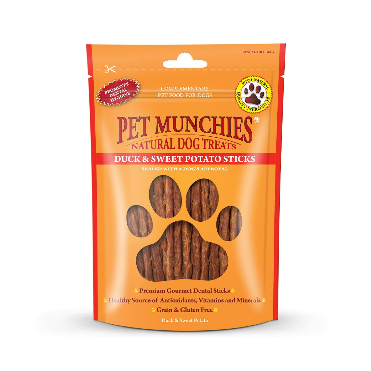 Pet Munchies Chicken and Sweet Potato Dog Treats, Healthy Grain Free Dental Sticks with Natural Real Meat 90g