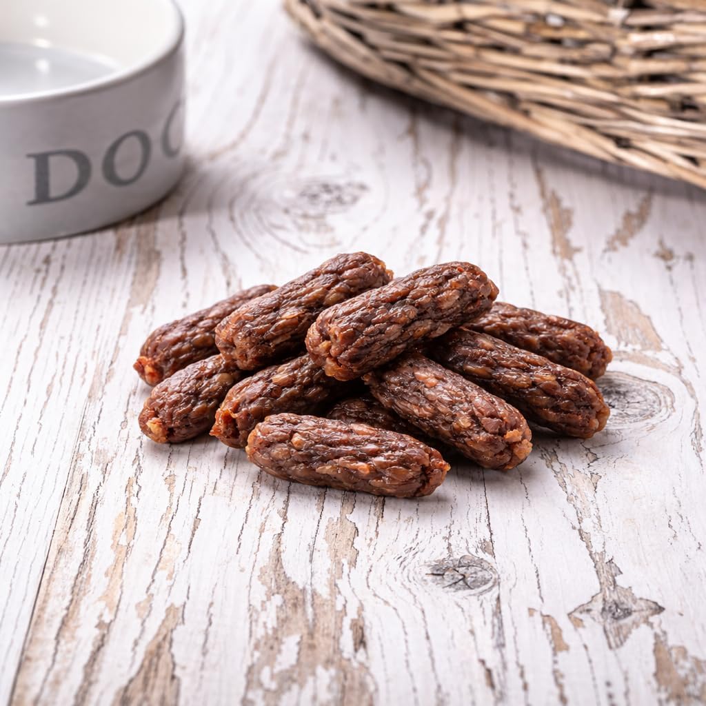 Hollings Gourmet Beef & Wild Boar Pudding Sausages Dog Treats, Delicious, Nutritious Air Dried Chews for Adult Dogs, 100% Gluten Free & Made with Natural Ingredients (70g)