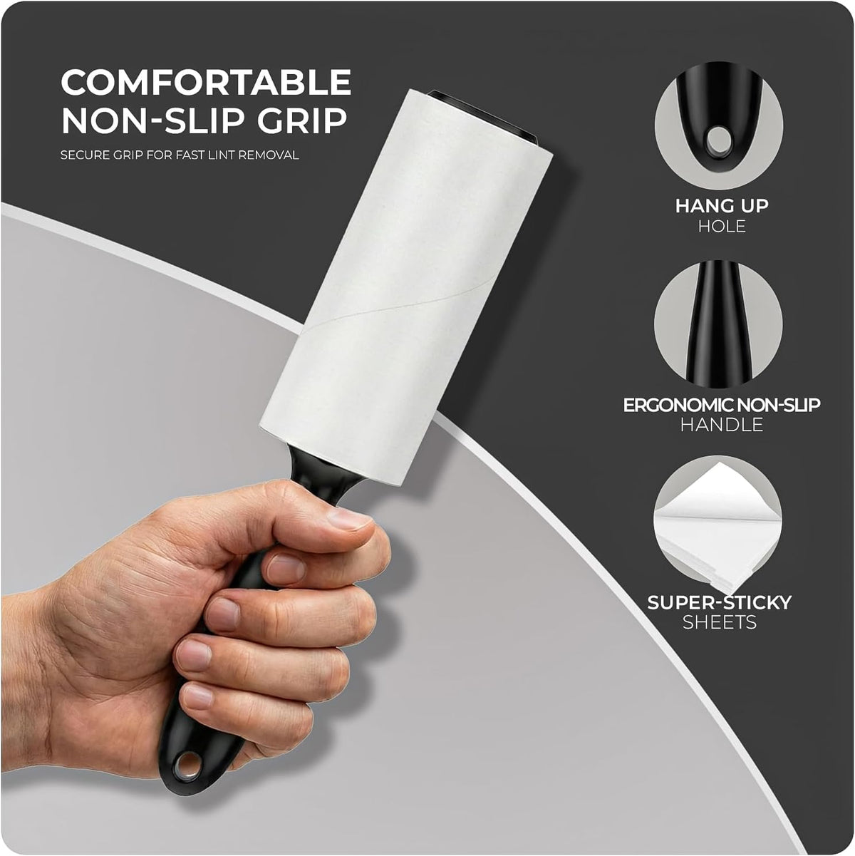 Lint Roller, 6 Pack with 1 Reusable Handle, 360 Extra Sticky Sheets for Pet Hair Removal, Lint Remover for Dust & Fluff from Clothing, Furniture, Carpets & Car Seats (1 Handle + 360 Sheets)