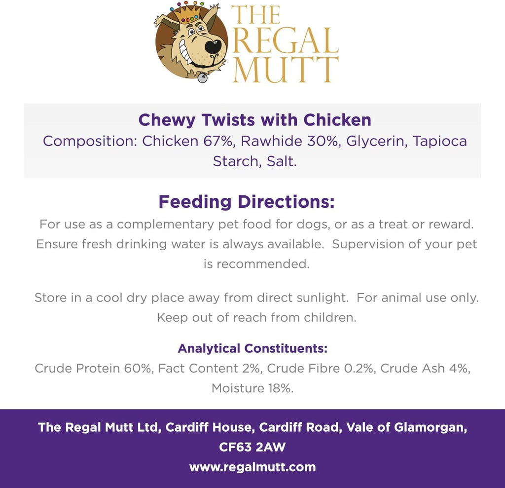 The Regal Mutt - Mega Chewy Twists with Duck - Bag of 18 (1.25kg Bag)