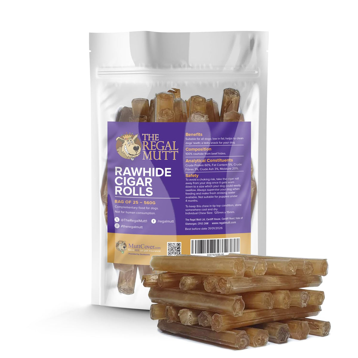 The Regal Mutt - Mega Chewy Twists with Duck - Bag of 18 (1.25kg Bag)