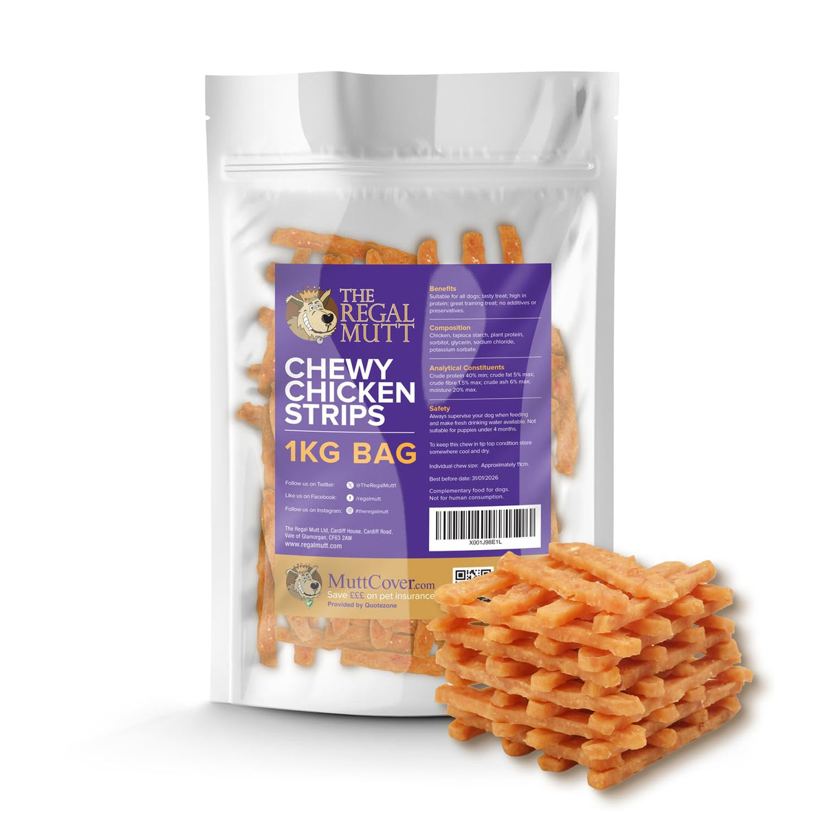 The Regal Mutt - Chewy Chicken Fillets - 1kg Bag
