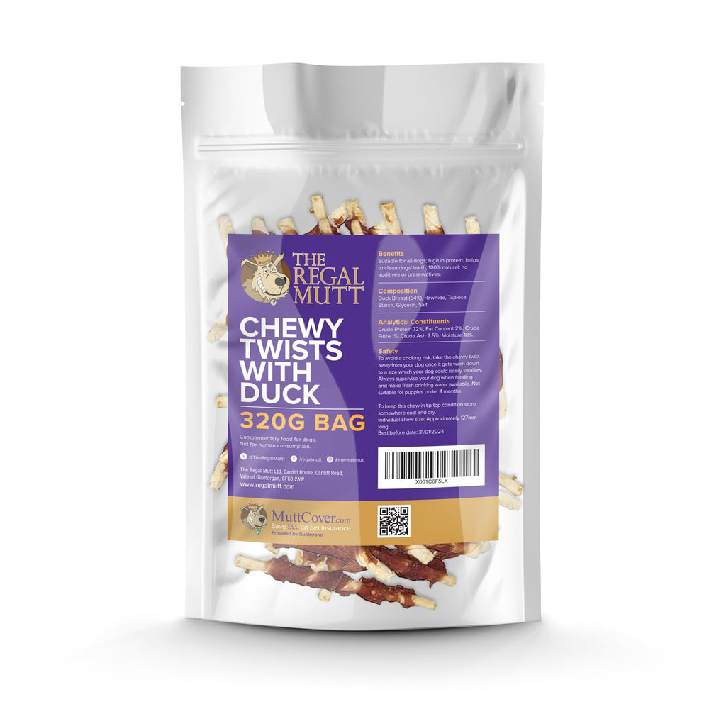 The Regal Mutt - Mega Chewy Twists with Duck - Bag of 18 (1.25kg Bag)