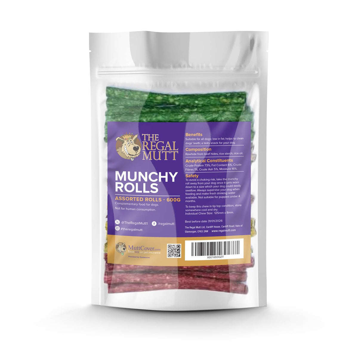 The Regal Mutt - Mega Chewy Twists with Duck - Bag of 18 (1.25kg Bag)