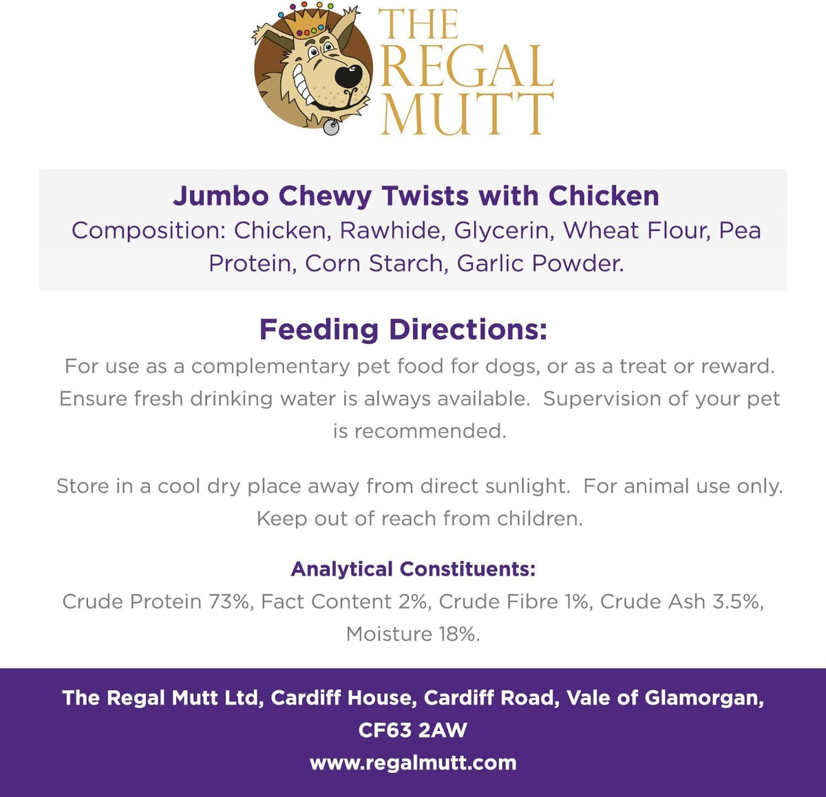 The Regal Mutt - Mega Chewy Twists with Duck - Bag of 18 (1.25kg Bag)