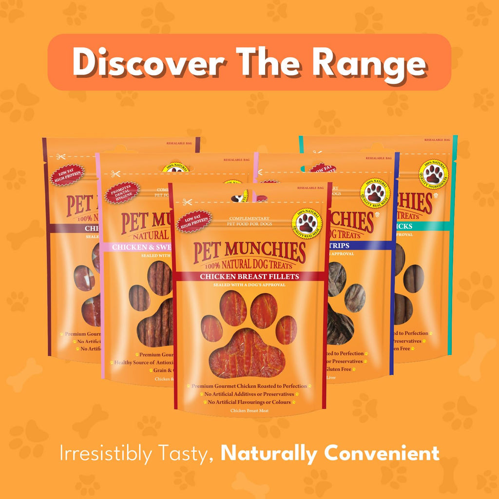 Pet Munchies Chicken and Sweet Potato Dog Treats, Healthy Grain Free Dental Sticks with Natural Real Meat 90g