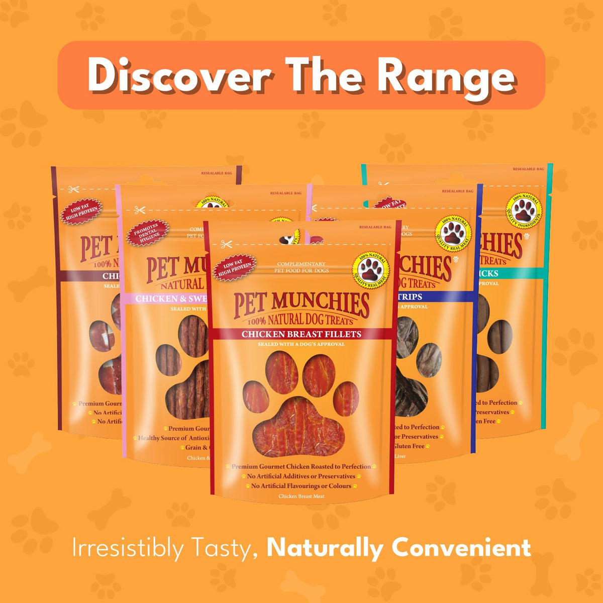 Pet Munchies Chicken and Sweet Potato Dog Treats, Healthy Grain Free Dental Sticks with Natural Real Meat 90g