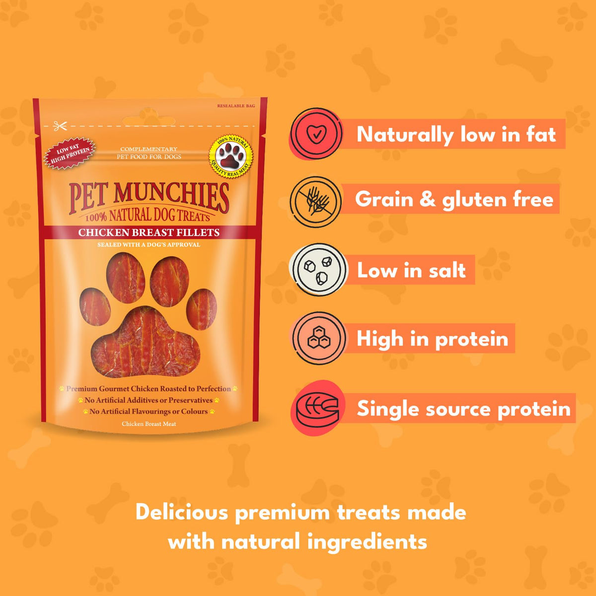 Pet Munchies Chicken and Sweet Potato Dog Treats, Healthy Grain Free Dental Sticks with Natural Real Meat 90g