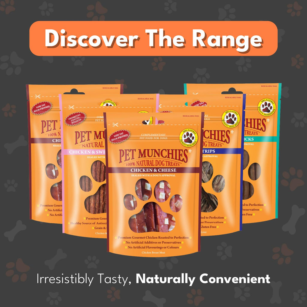 Pet Munchies Chicken and Sweet Potato Dog Treats, Healthy Grain Free Dental Sticks with Natural Real Meat 90g