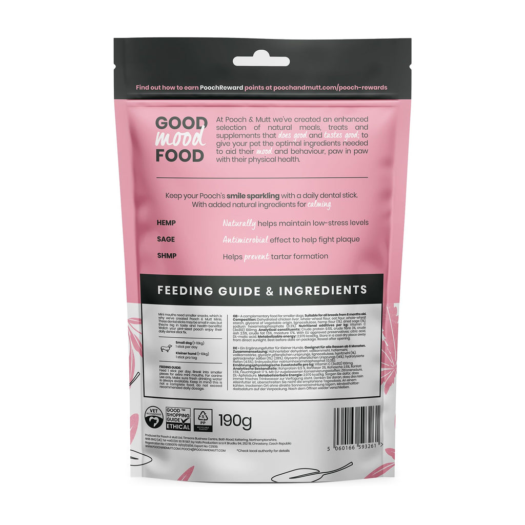 Pooch & Mutt - Calming Dog Dental Sticks, Hemp & Sage, 7 sticks