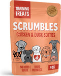 Scrumbles • Dog Treats • Hypoallergenic • All Lifestages • Chicken & Duck • 90g Bag • Gut Friendly Prebiotics • Gluten Free • Superfoods