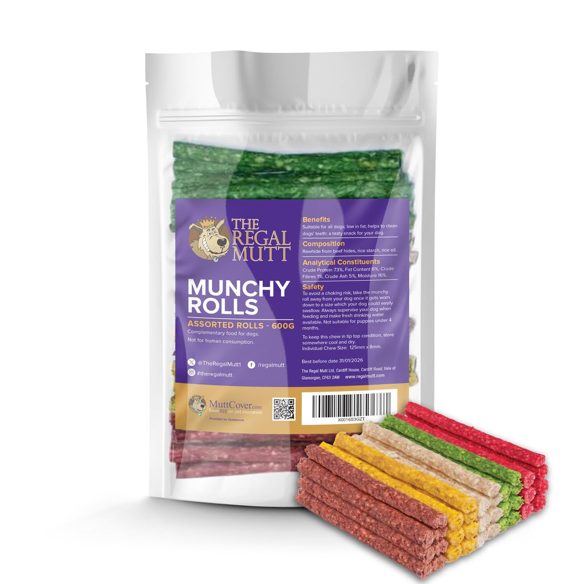 The Regal Mutt - Mega Chewy Twists with Duck - Bag of 18 (1.25kg Bag)
