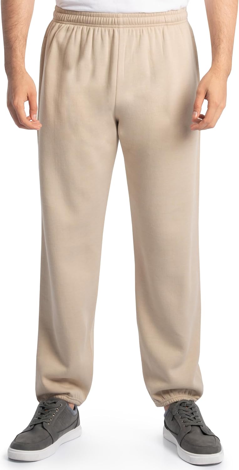Fruit of the Loom Eversoft Fleece Elastic Bottom Sweatpants with Pockets, Relaxed Fit, Moisture Wicking, Breathable