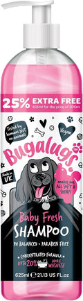 BUGALUGS Baby Fresh Dog Shampoo grooming products for smelly dogs with baby powder scent, best puppy shampoo, Vegan pet shampoo professional (625ml)