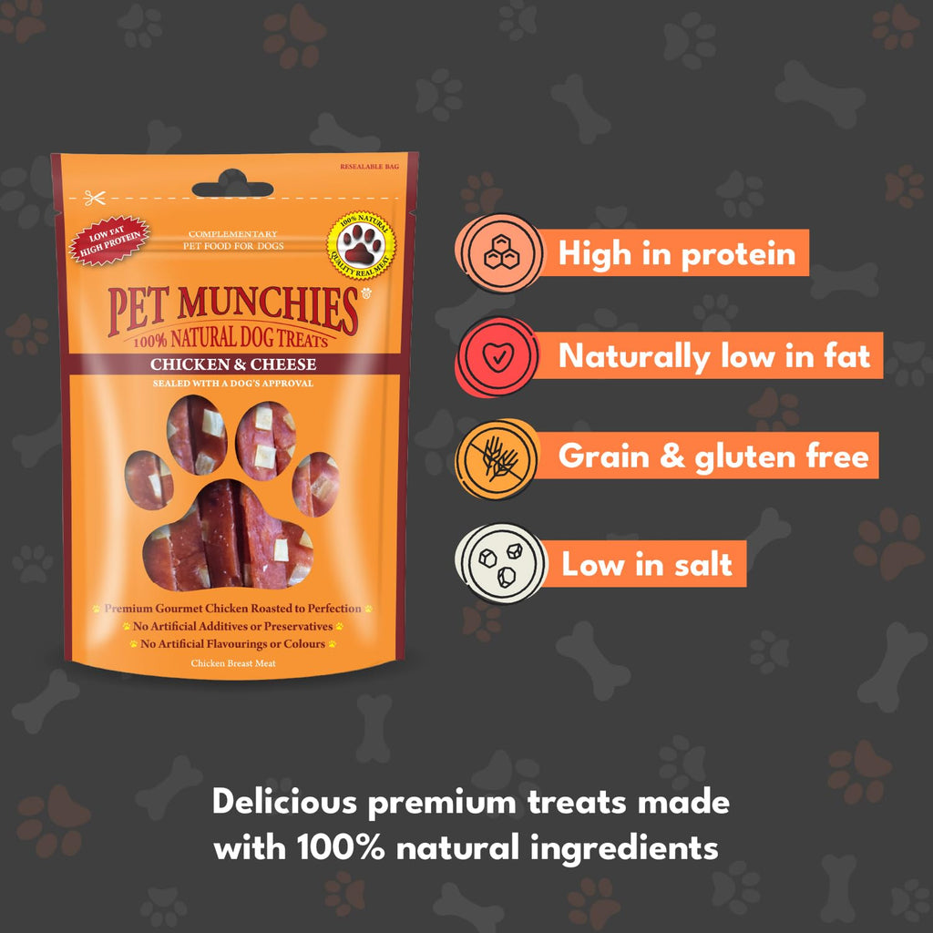 Pet Munchies Chicken and Sweet Potato Dog Treats, Healthy Grain Free Dental Sticks with Natural Real Meat 90g