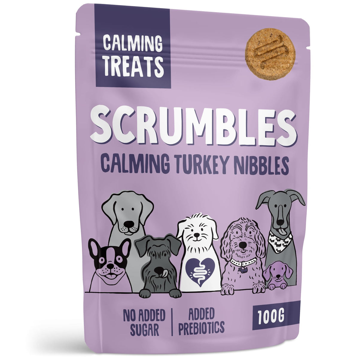 Scrumbles • Dog Treats • Hypoallergenic • All Lifestages • Chicken & Duck • 90g Bag • Gut Friendly Prebiotics • Gluten Free • Superfoods