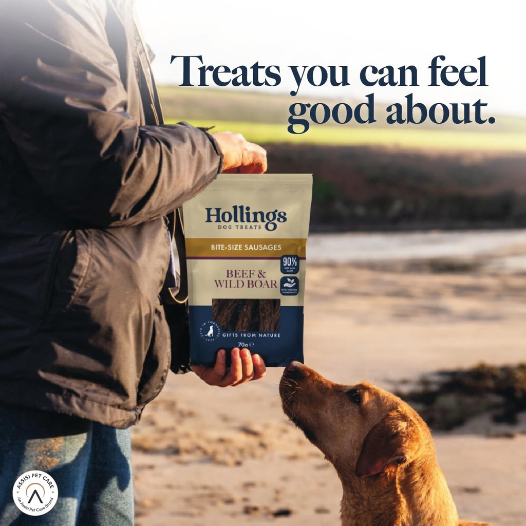 Hollings Gourmet Beef & Wild Boar Pudding Sausages Dog Treats, Delicious, Nutritious Air Dried Chews for Adult Dogs, 100% Gluten Free & Made with Natural Ingredients (70g)
