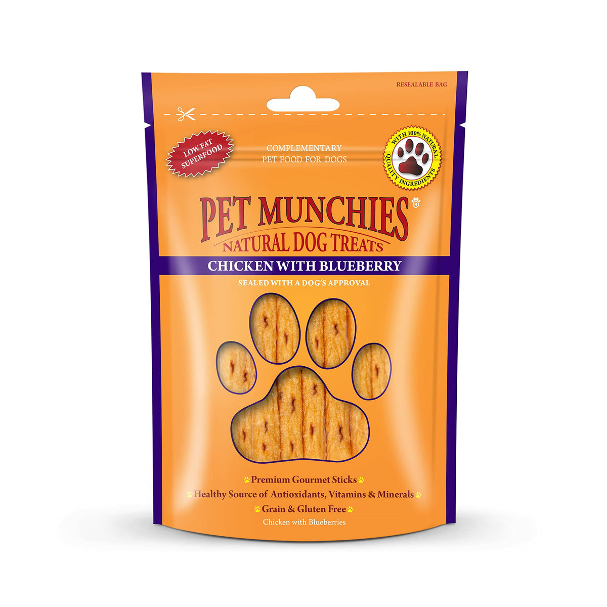 Pet Munchies Chicken and Sweet Potato Dog Treats, Healthy Grain Free Dental Sticks with Natural Real Meat 90g