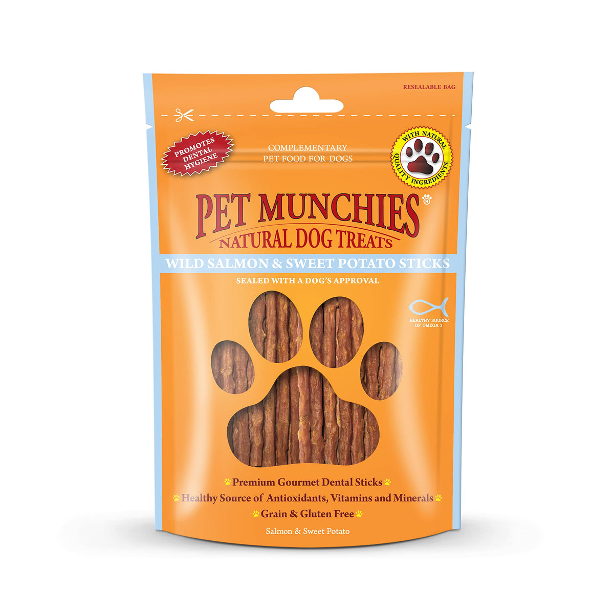 Pet Munchies Chicken and Sweet Potato Dog Treats, Healthy Grain Free Dental Sticks with Natural Real Meat 90g
