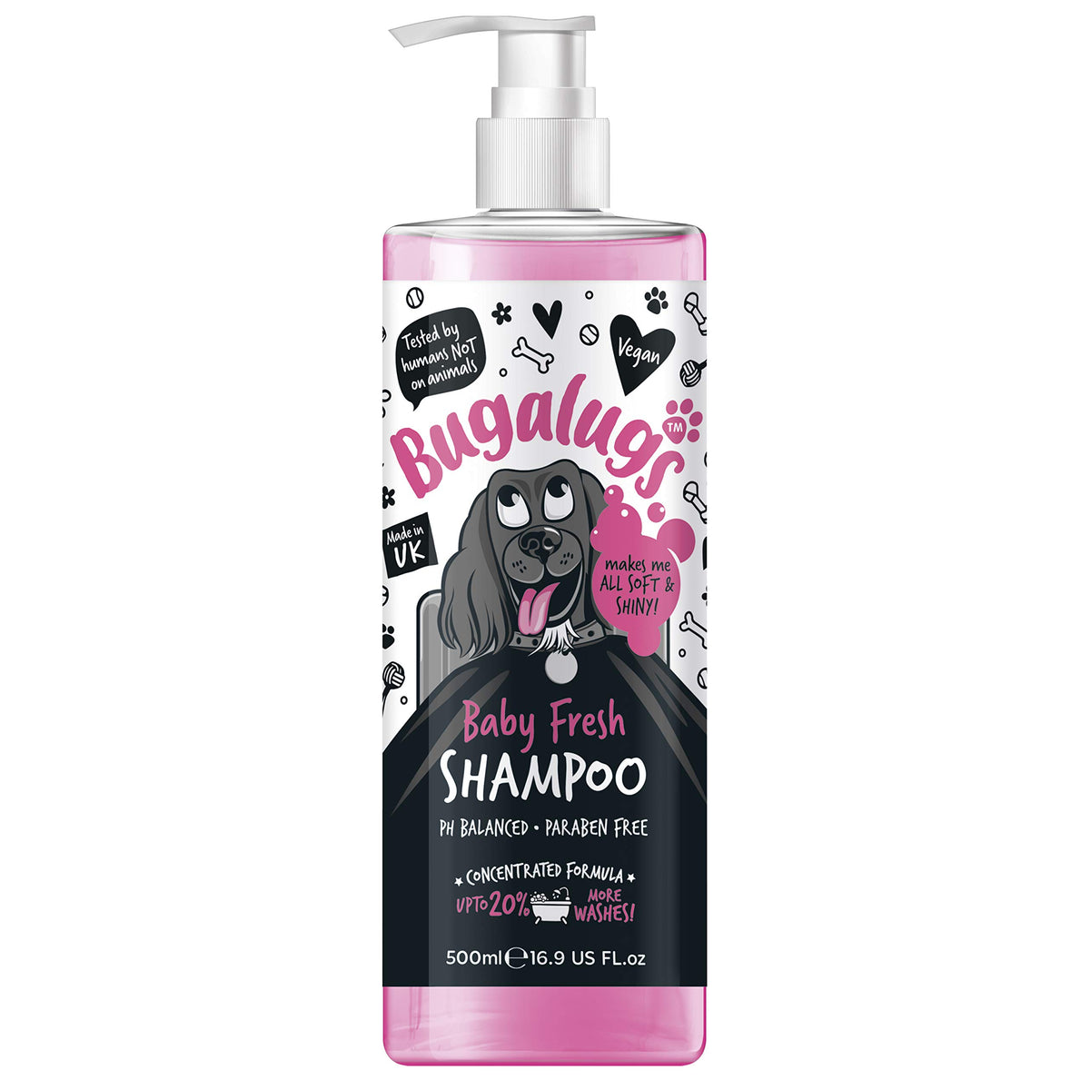 BUGALUGS Baby Fresh Dog Shampoo grooming products for smelly dogs with baby powder scent, best puppy shampoo, Vegan pet shampoo professional (625ml)