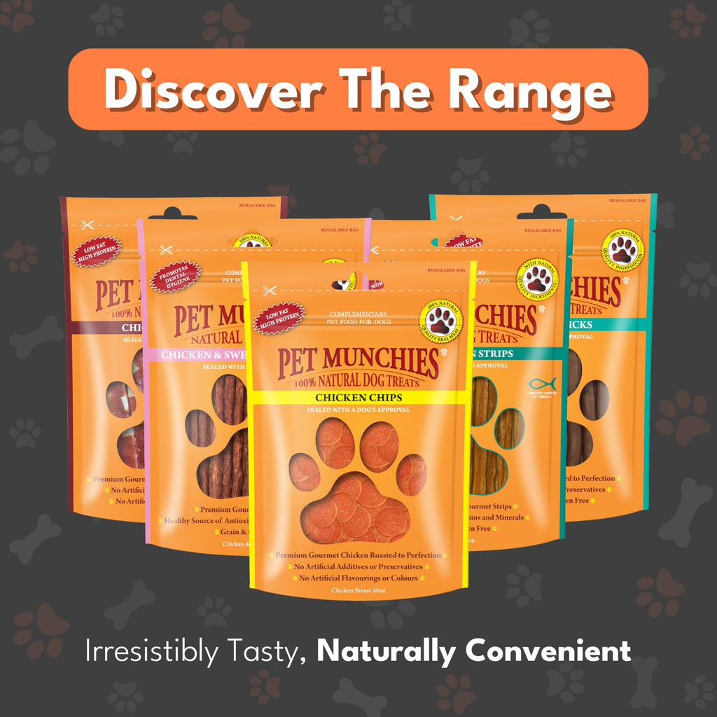 Pet Munchies Chicken and Sweet Potato Dog Treats, Healthy Grain Free Dental Sticks with Natural Real Meat 90g