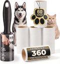 Lint Roller, 6 Pack with 1 Reusable Handle, 360 Extra Sticky Sheets for Pet Hair Removal, Lint Remover for Dust & Fluff from Clothing, Furniture, Carpets & Car Seats (1 Handle + 360 Sheets)