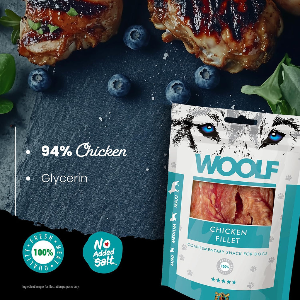 WOOLF Chicken Fillet Dog Treats - Complementary Snacks for Dogs | 100g