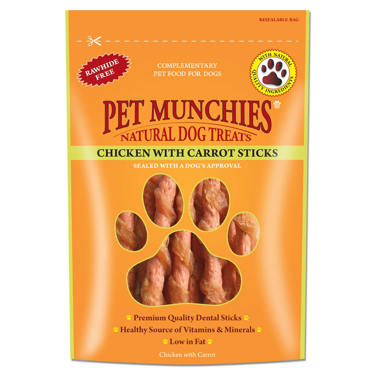 Pet Munchies Chicken and Sweet Potato Dog Treats, Healthy Grain Free Dental Sticks with Natural Real Meat 90g