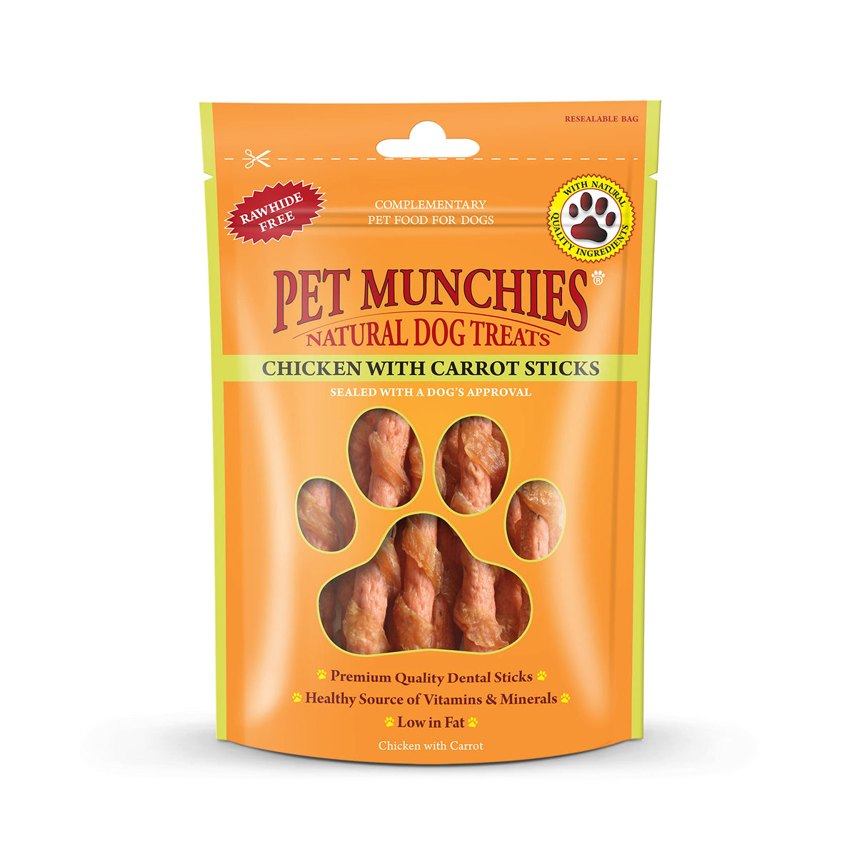 Pet Munchies Chicken and Sweet Potato Dog Treats, Healthy Grain Free Dental Sticks with Natural Real Meat 90g
