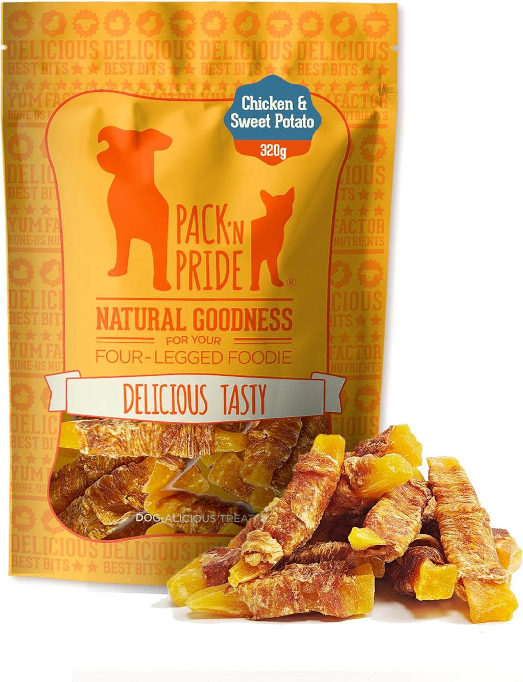 PACK'N PRIDE Dog Treats with Sweet Potato, 320g Rawhide Free Dog Chews