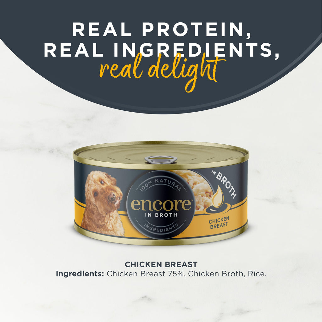 Encore 100% Natural Wet Dog Food, Chicken with Fish Selection in Broth 100g Pouch (Pack of 15x100g)