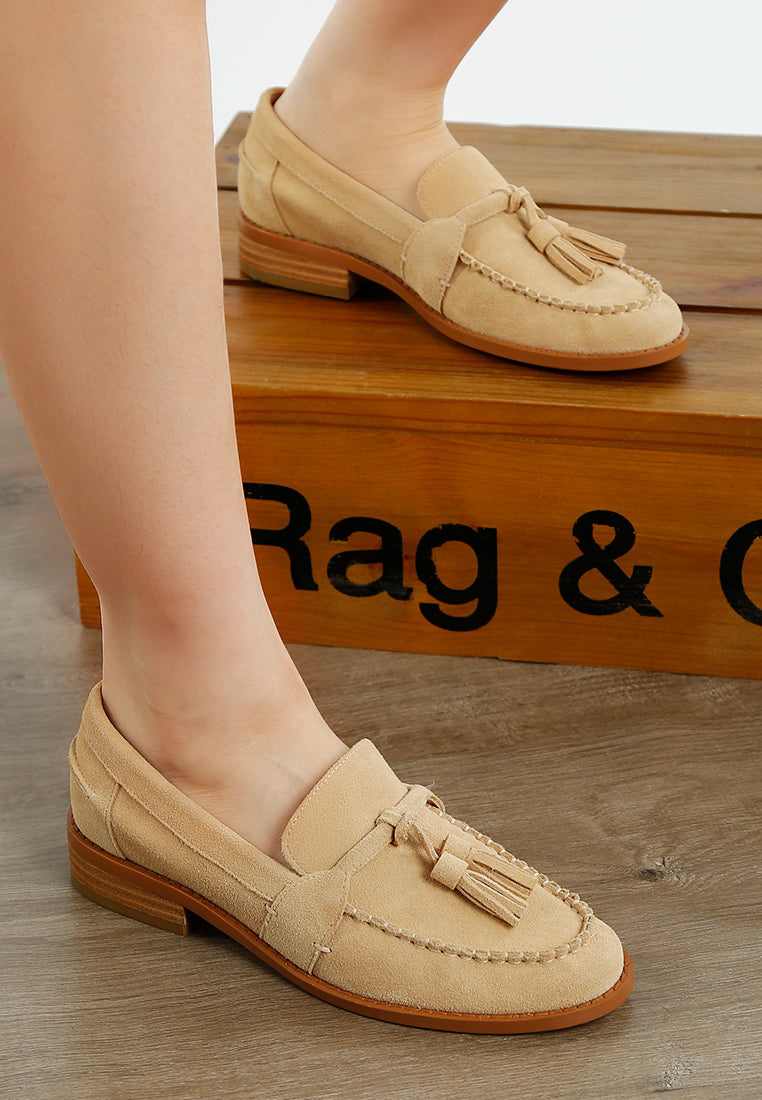 Rhone Tassels Detail Genuine Suede Loafers-4