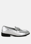 Rugle Metallic Faux Leather Flat Loafers-0