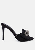 Brag In Rhinestone Embellished Bow Satin Heels-6