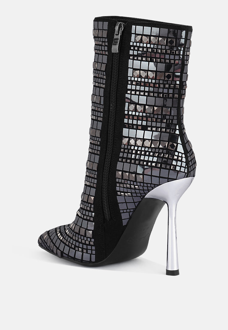 Extravagance Mirror Embellished Stiletto Boots-2